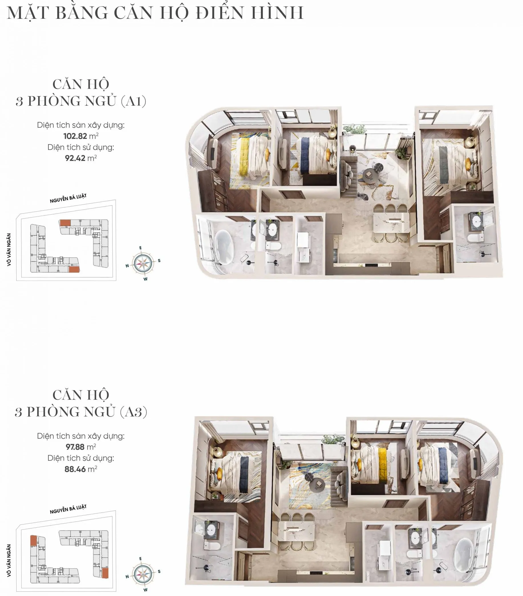 Layout căn hộ 3PN The Emerald Boulevard hướng đến không gian sống rộng rãi, riêng tư và thông thoáng, phù hợp cho gia đình đa thế hệ và có giá trị giữ giá tốt tron