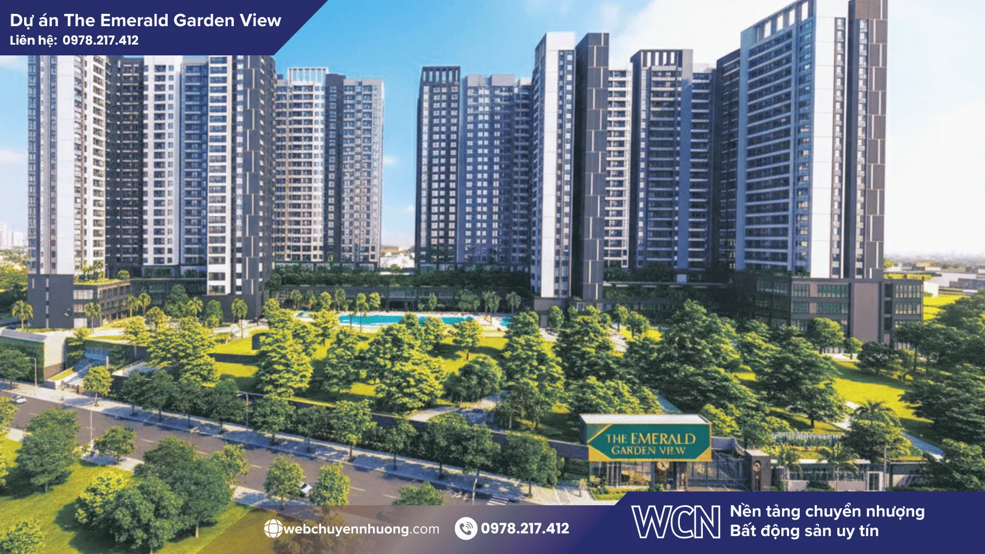 The Emerald Garden View có mức giá khoảng 35 triệu/m², nổi bật nhờ vị trí ven sông tại Thuận An, không gian sống xanh và hệ tiện ích đa dạng.