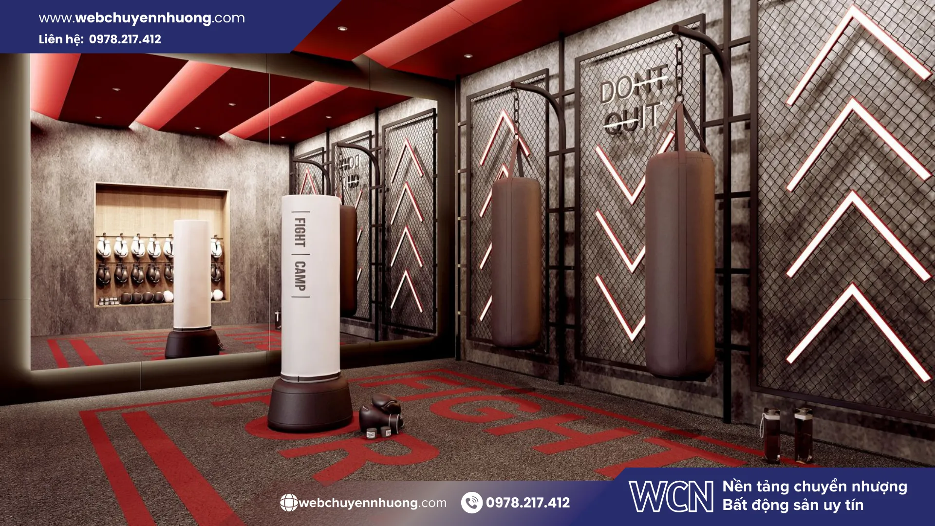 Gym – Yoga – Boxing tại tầng 4 mang đến không gian rèn luyện hiện đại, thoáng đãng và đa dạng hình thức vận động cho cư dân.