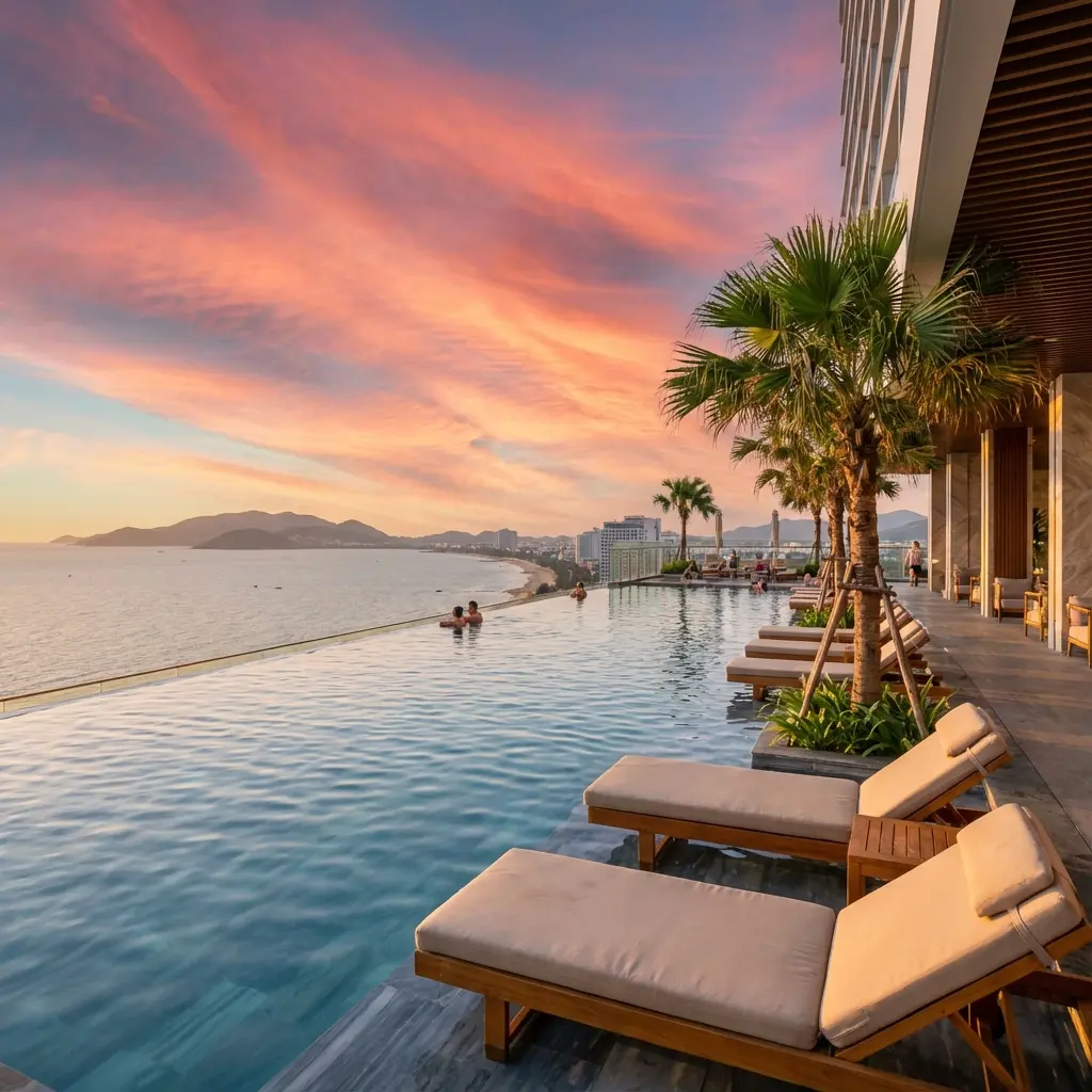 Hồ bơi vô cực tầm nhìn trực diện biển Bãi Sau