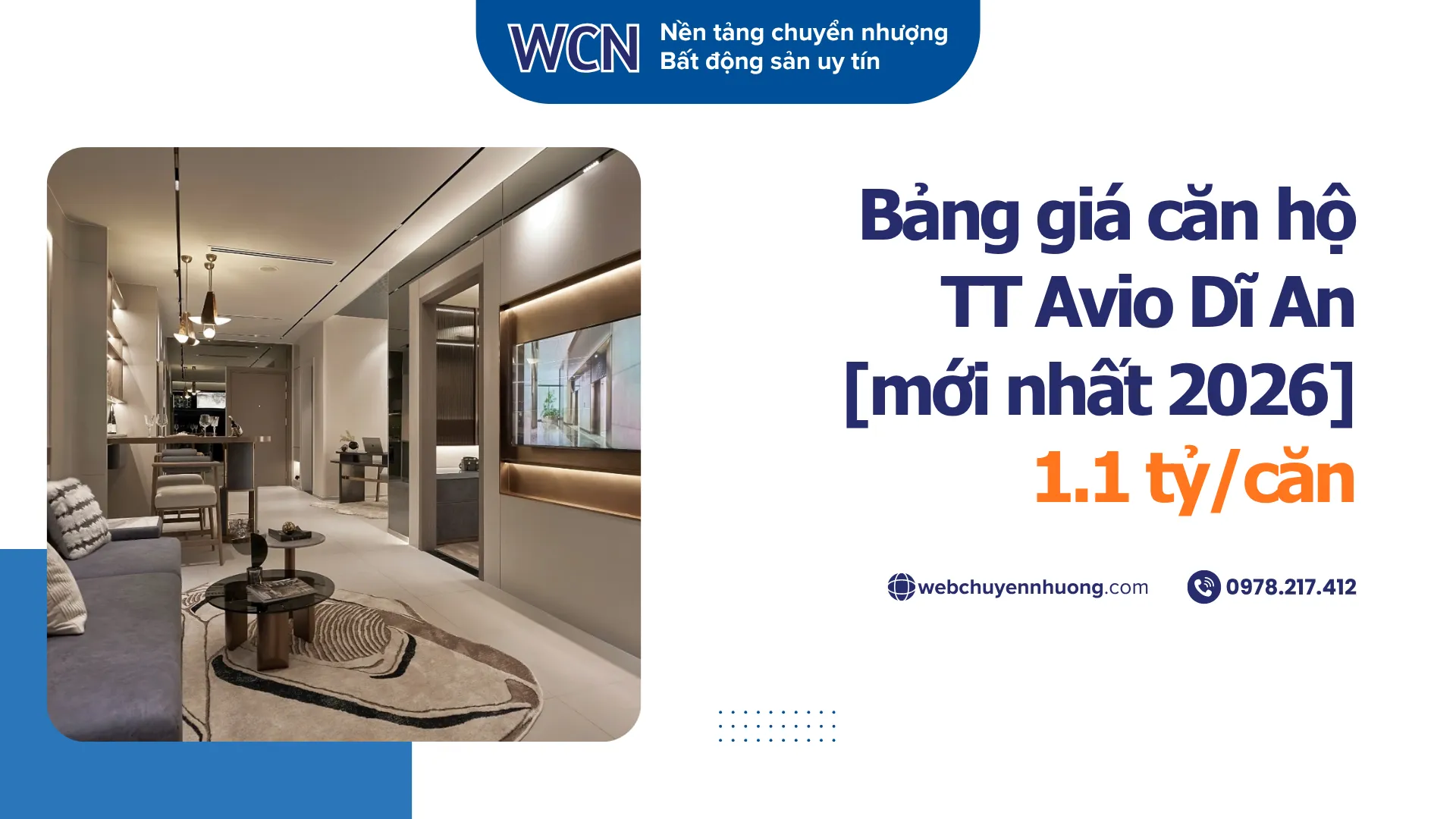 Bảng giá căn hộ TT Avio Dĩ An [mới nhất 2026] - 1.1 tỷ/căn